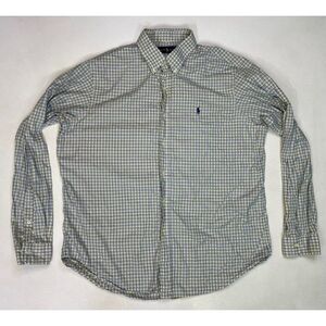 Polo Ralph Lauren Plaid Button Up Shirt Men XL Yellow Blue Pony Long Sleeve